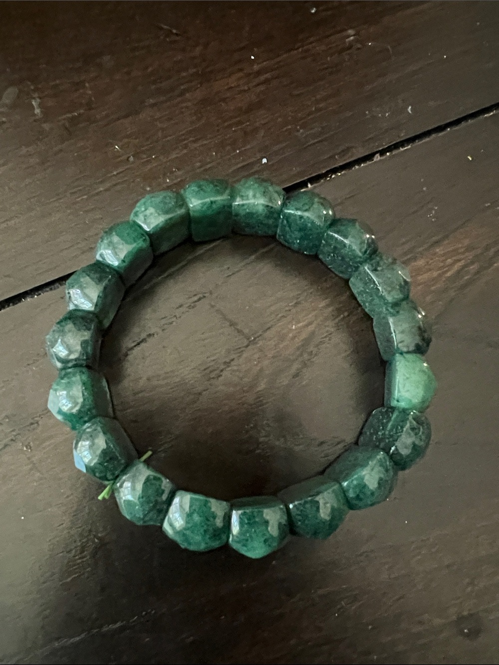Faceted Deep Green Stone Stretch Bracelet
